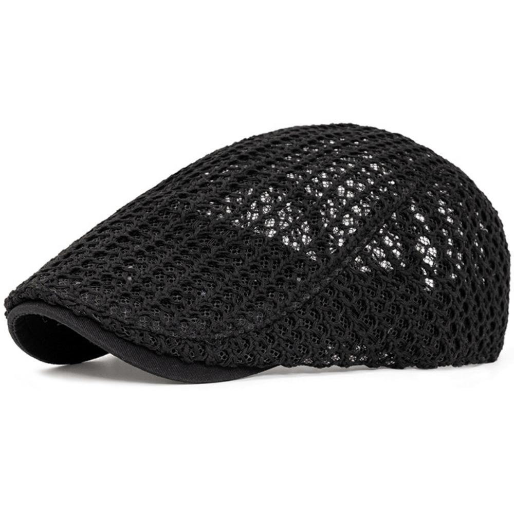 

HT4809 Berets Spring Summer Breathable Mesh Cap for Men Women Artist Painter Beret Hat Male Female Flat Cap Adjustable Beret Cap 55-60cm Adjustable чорний