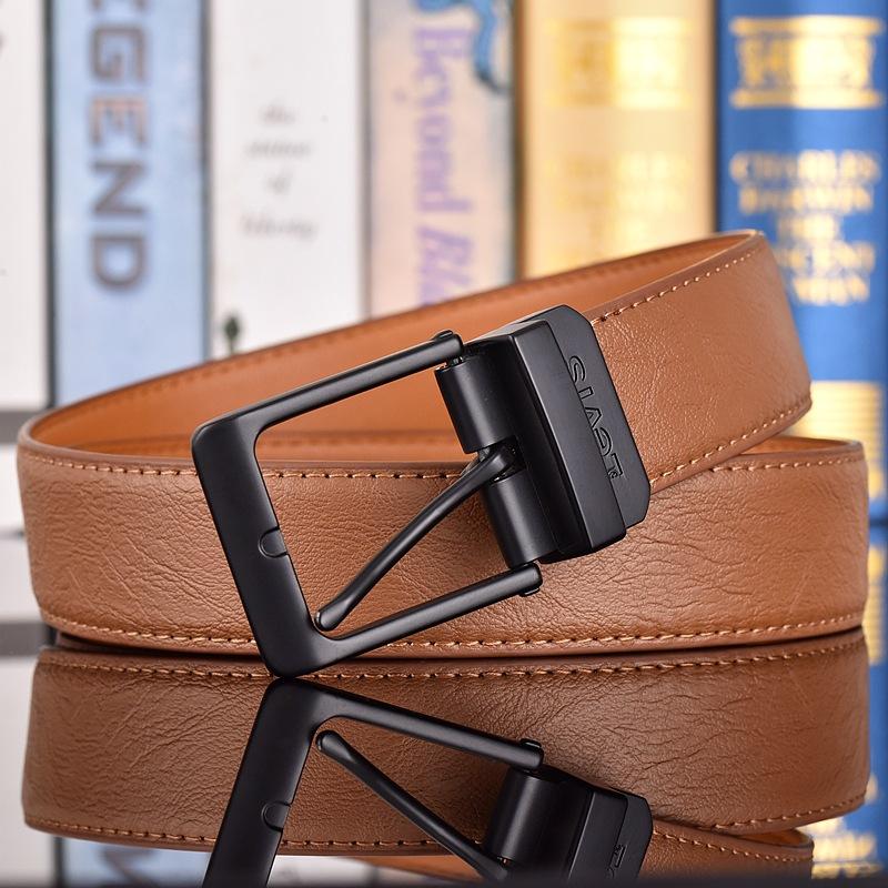 Neues Leder-Rindenmuster, Gürtel mit Dornschließe, Gürtel mit drehbarer Schnalle, modischer und schlichter Gürtel im koreanischen Stil