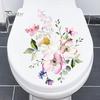 Toilet Lid Sticker Strong Stickiness PVC Waterproof Easy-peel Flower Theme Toilet Seat Decal Restroom Art Decoration
