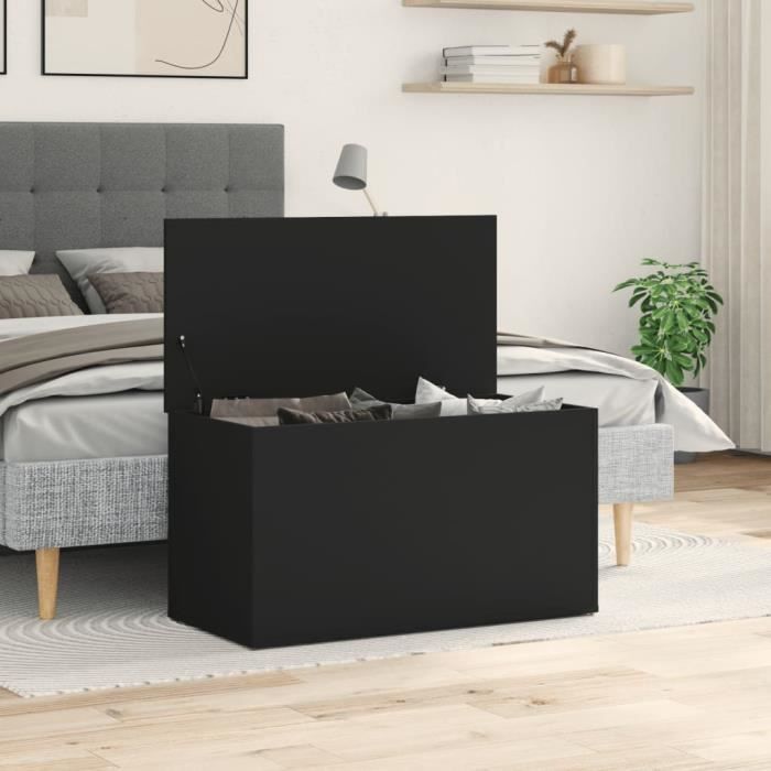 Coffre de rangement - Noir - 84x42x46 cm - Bois d'ingénierie - Mixte - Adulte