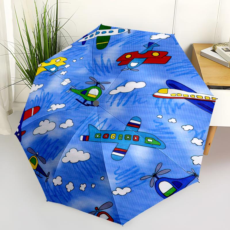 

1pc Airplane Theme pattern Umbrella Portable Folding Umbrella Iron Frame Hole Bone Structure Outdoor Home Umbrella разноцветный