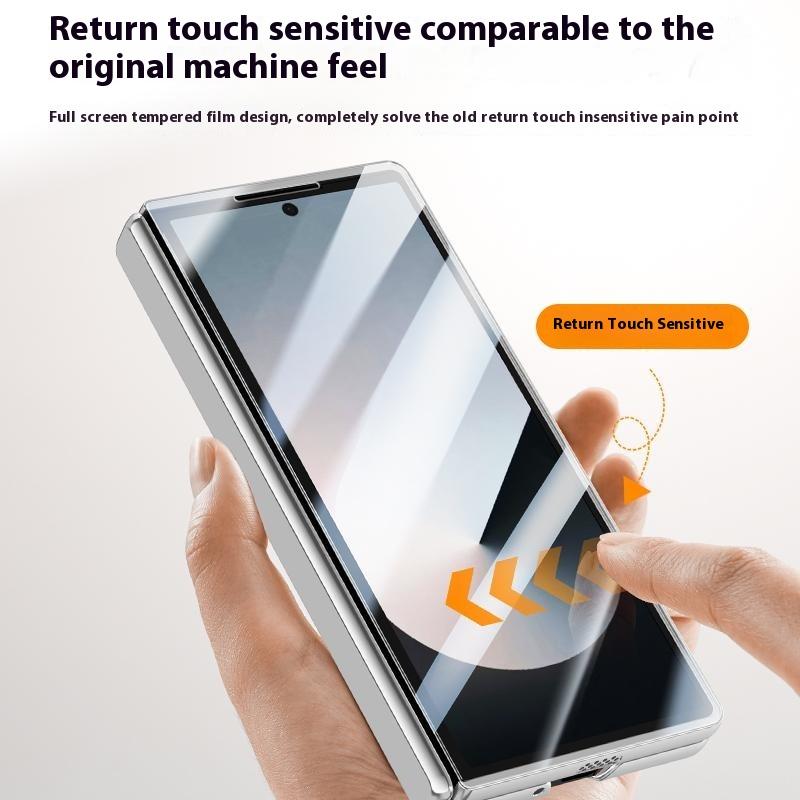 För Samsung Galaxy Z Fold6 5G Transparent Skal PC+Akryl Ställ Magnetiskt Telefonskal med Skärmskydd