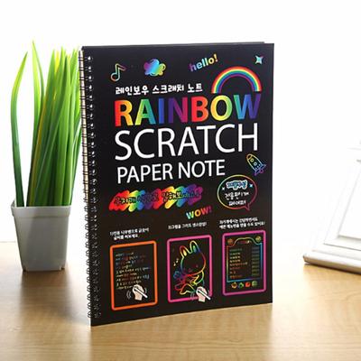 Brinquedos infantis para desenhar grande livro de pintura de raspagem 26x19cm papéis de rascunho de cores mágicas de arco-íris bloco de desenho infantil brinquedo de pintura