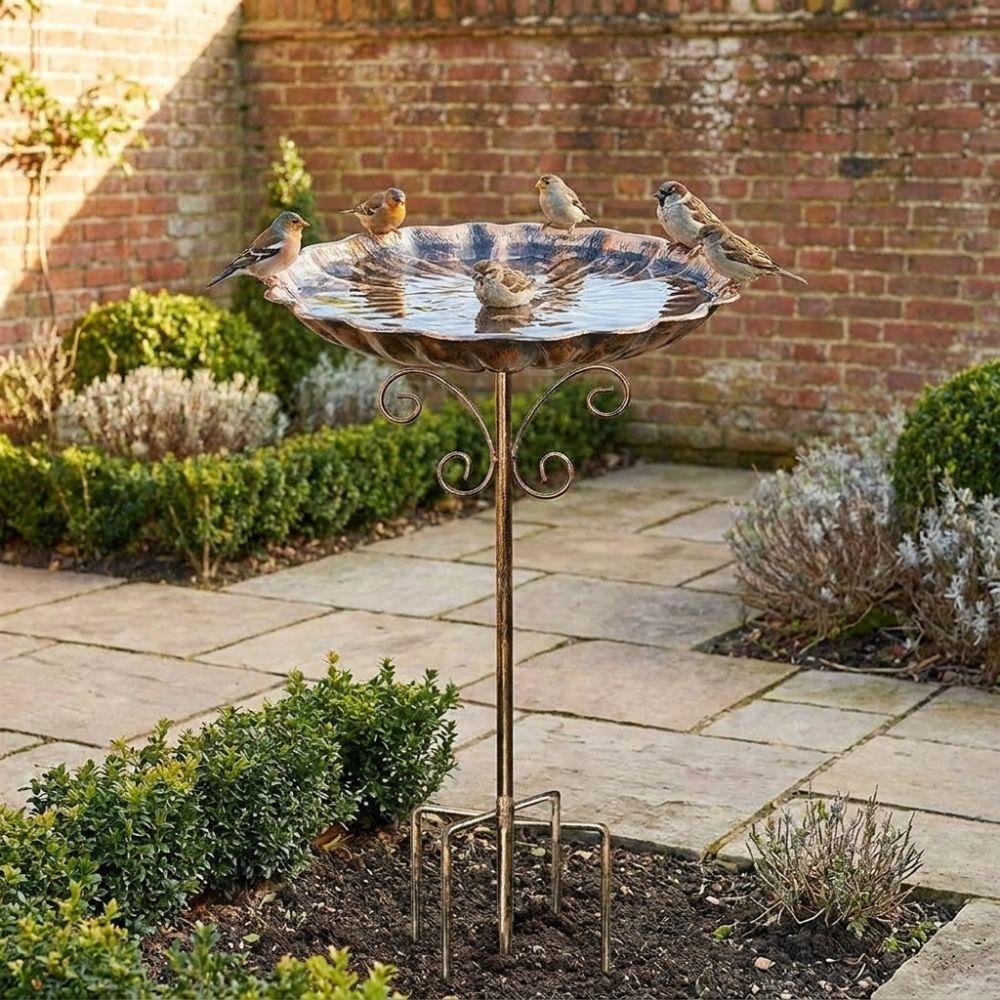 5-Pronged Base Iron Bird Bath Feeder Retro Standing Bird Bath Freestanding Birdbath Balcony