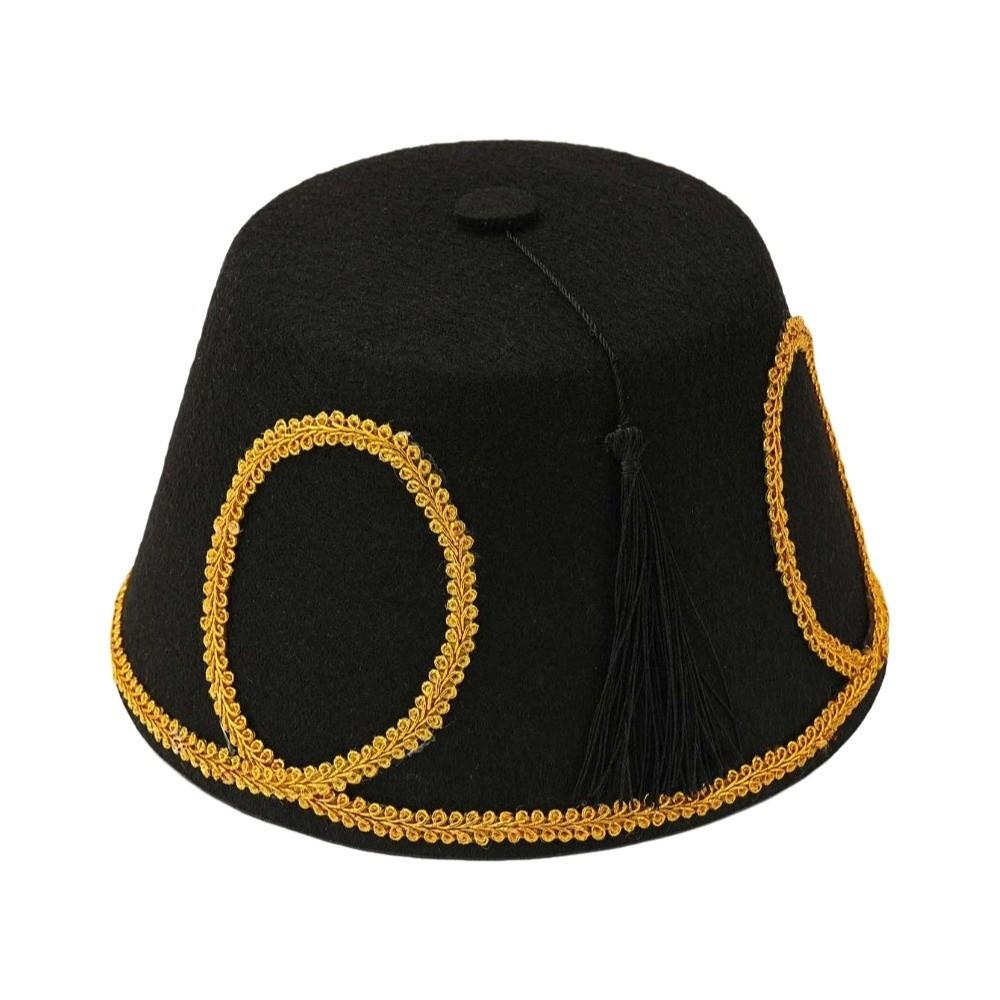 Wool Felt Fabric Morocco Cap Black Tassel Felt Party Hats Turkish Fez Hat Halloween Cosplay чёрный