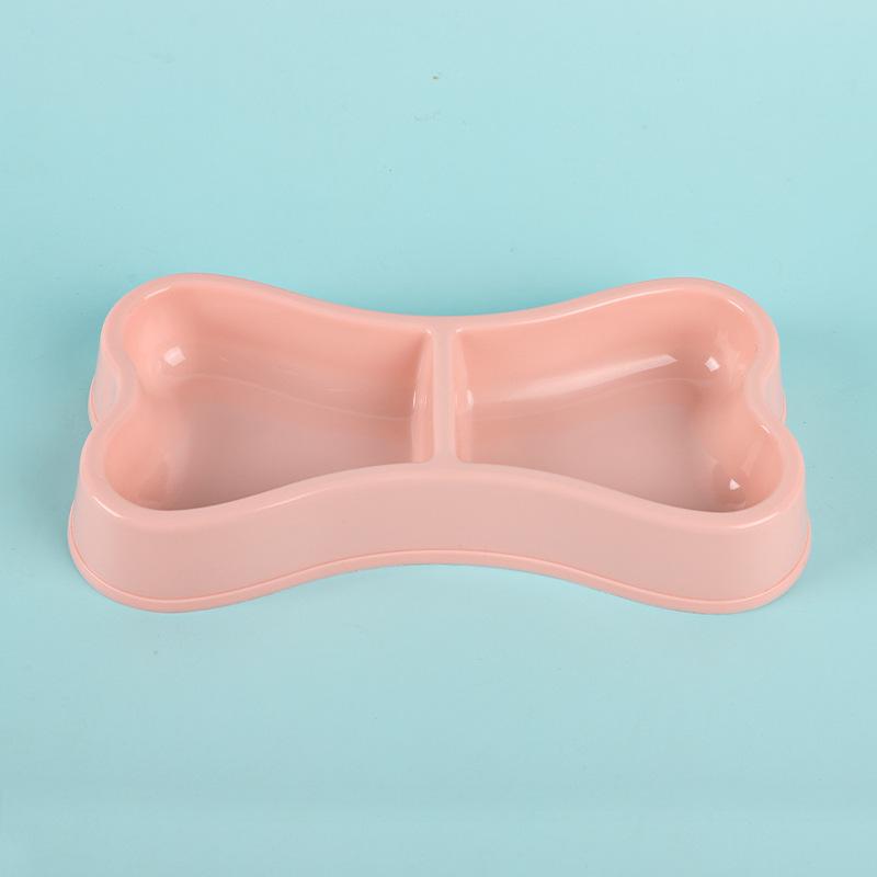 

Double Pet Bowls Bone Shape Cute Dog Cat Food Water Dishes Durable Anti-Slip Feeder for Puppy Kitten рожевий