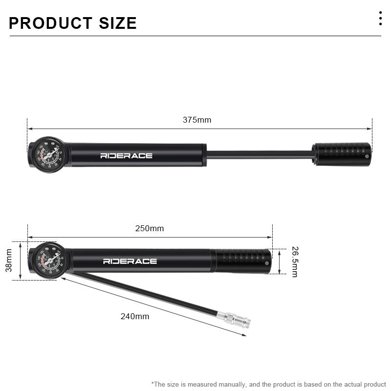 MTB Road Bike Inflator With Gauge Portable Aluminum Alloy Hand Tire Air Inflator Bicycle Pump For AV FV Presta Schrader Valve