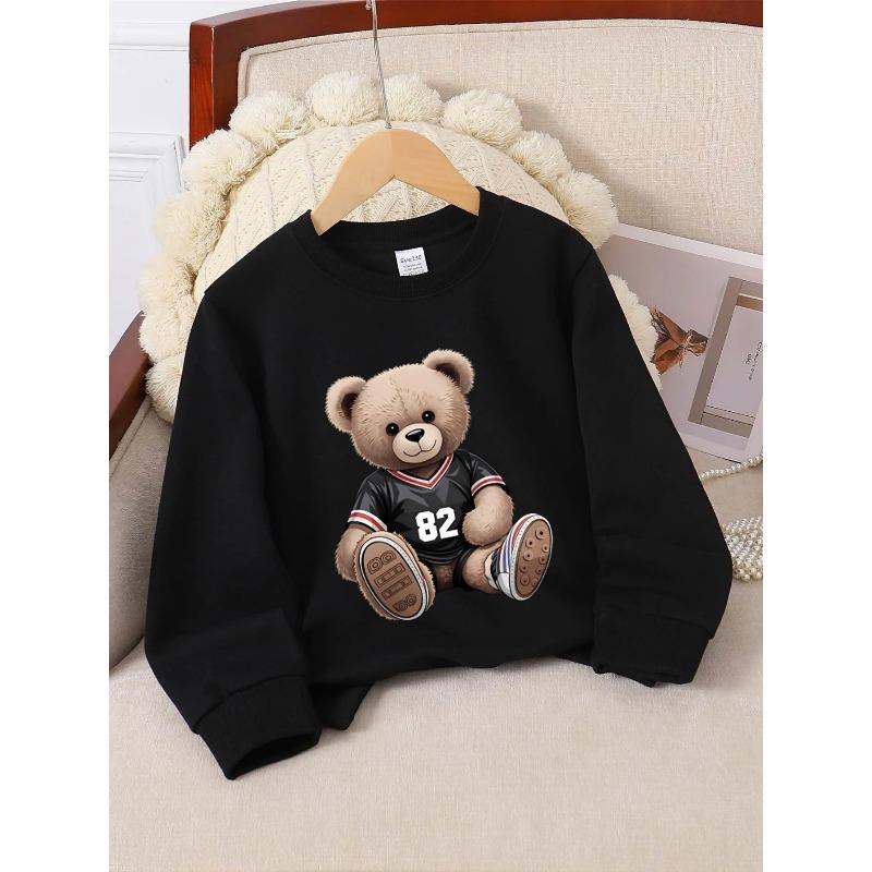 European Sizes Kids' Round-Neck Hoodie | Teddy Bear Football Jersey Number, , Sportswear and Casual Wear, Soft and Comfortable, Playful Design
