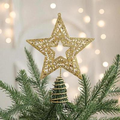 Christmas Tree Top Star Iron Decoration Pentagram Christmas Sequin Star Decoration Hanging Decoration Christmas Decor Ornaments