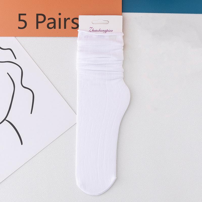 5 Pairs of Women's Summer Thin Breathable Academy Wind Tube Pile Socks