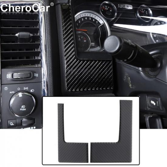 Left & Right Dashboard Trim Decor for Dodge RAM 1500 10-2015 Soft Carbon Fiber