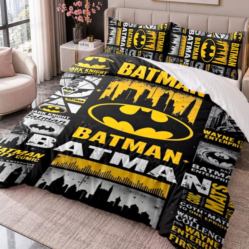 Batman 3Pcs Bedding Set Duvet Cover With Two Pillowcases For Bedroom Home Decoration