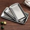 Stainless Steel Serving Plate Large Camping Rectangular Platter with Handles Countertop Decorative Tray for BBQ Party Buffet Appetizers Kitchen