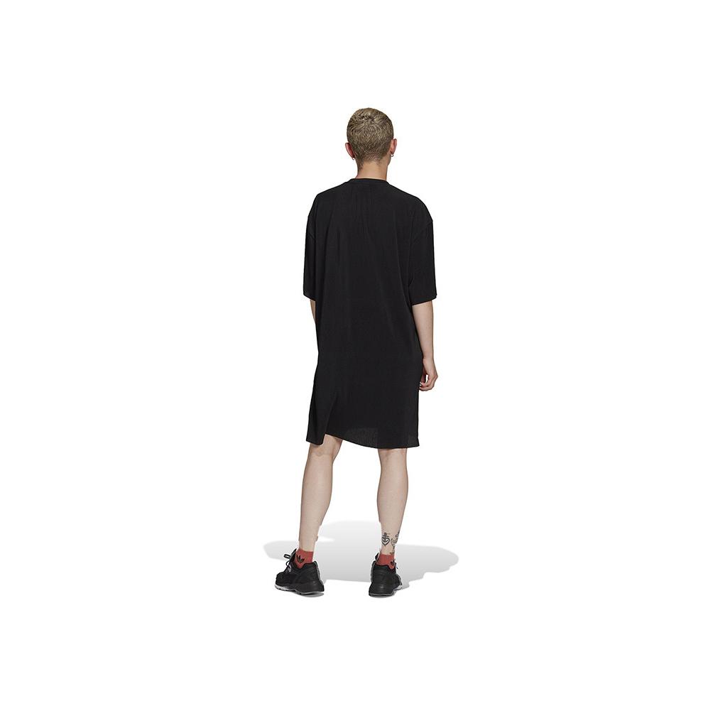 adidas Vestido Deportivo de Manga Corta de Color Sólido con Cuello Redondo de Corte Holgado para Mujer Vestidos Negro HF7549