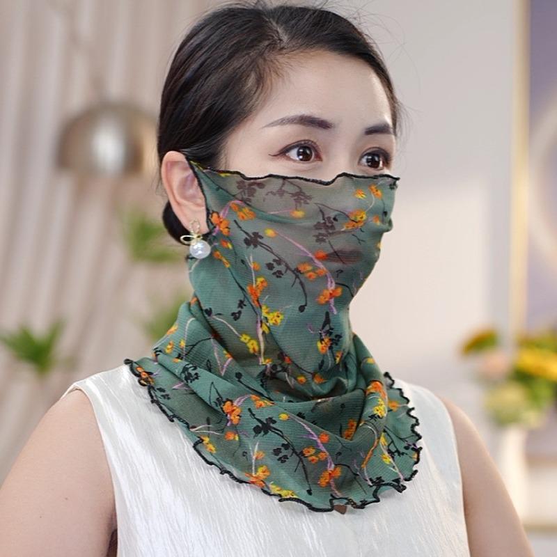 Korean Style Veil Scarf: Full Face & Ear Protection, Trendy Thin Gauze Scarf, Versatile Lolo Set for Women