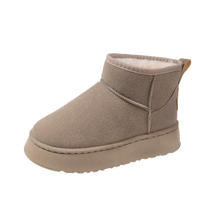 Kožené Zimní Vodotěsné a Teplé Bavlněné Boty s Tlustou Podrážkou