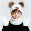 Warm Thicken Baby Hat Scarf Gloves Set Windproof Pompom Knitted Hats Toddler Bonnet  1-5 Years
