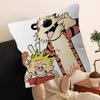 Book C-Calvin and H-Hobbes Pillow Covers Cartoon Sofa Decorative Home Double-sided Printing Short Plush Cute Cushion Cover