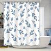Blue Floral Shower Curtain White Fabric Printing Bath Towel, Home Decor Waterproof Shower Curtains with Rings Set for Bathroom D
