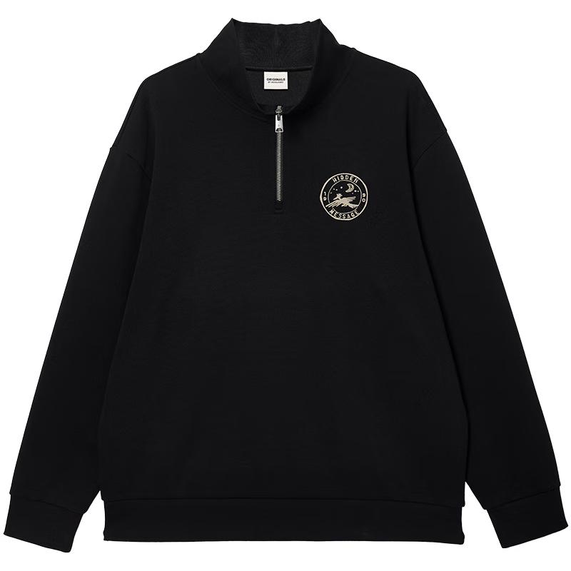 

JACK&JONES Men s Half-Zip Stand Collar Printed Sweatshirt M