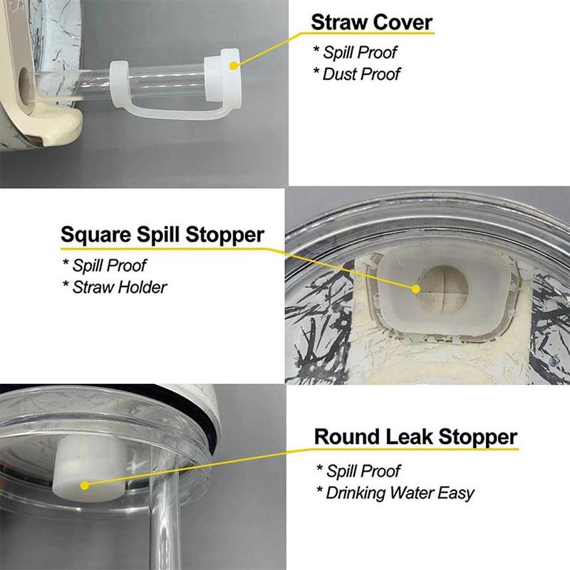 2 Set Tassenstrohhalmabdeckung Auslaufstopper Spritzschutz Staubdicht Transparent Auto Becher Strohhalm Spitzenstopfen Aufsatzabdeckung