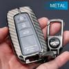 Carbon Fiber Metal Key Fob Cover Ring Keychain For Toyota Highlander Camry Prius