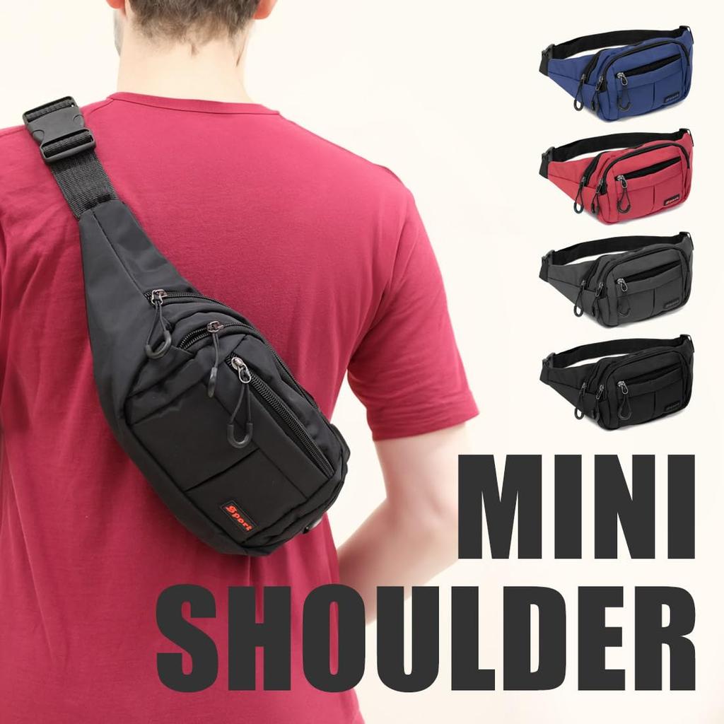 BEEL Waist Pouch for Men and Running and 4 Black Women, Pouch, Travel, Work, Lightweight, Pockets, Sports,