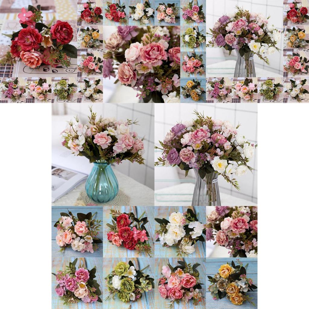 High Realistic Silk Peony And Rose Artificial Bouquet For Bridal And Event Decor