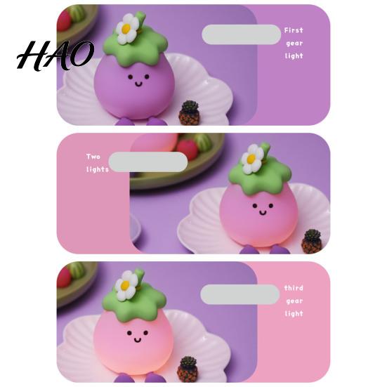 Nursery Night Light Cute Eggplant Light, Tap Touch Control Bedside Lamp, 3 Brightness Levels & Auto 30-Min Timer, USB Rechargeable Squishy for Bedroom