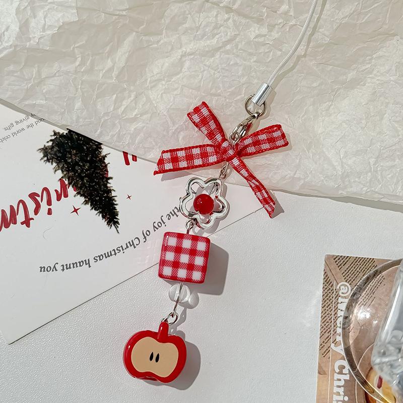 

Y2K Милый 3D Клубничный Ремешок-Цепочка для Мобильного Телефона Подвеска Сердечко Любви Брелок для Шарма Рюкзака Изящный Бантик Ремешок для Телефона Брелок