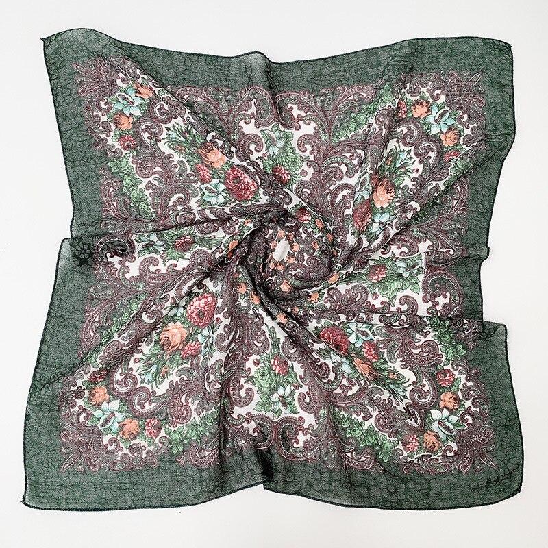 70*70cm Russian Floral Printed Square Bandana Scarf