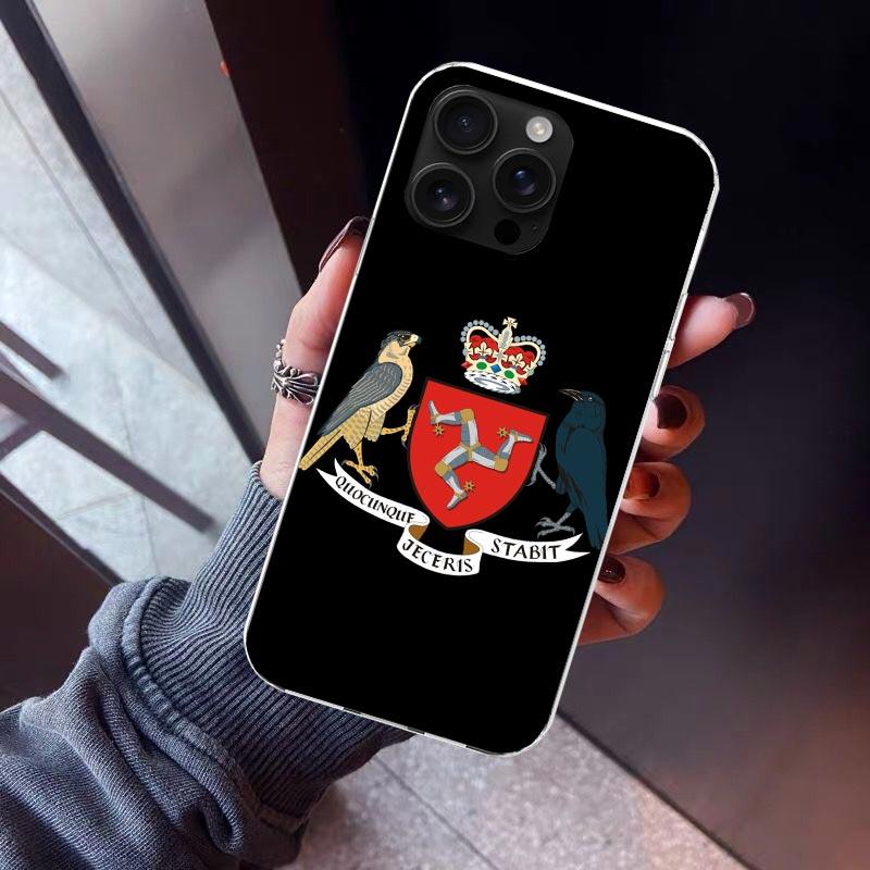 

Isle of Man Coat of Arms Phone Case For iPhone 17 Air 16 15 Pro Max 14 Plus 13 Mini 12 11 Cover 7 8 SE Silicone Shell Print Fund iPhone 16E