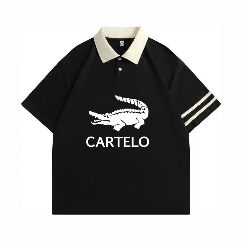 

2024 весна/лето, новая мужская и женская рубашка поло из 100 хлопка с двойным откидным воротником и заниженной линией плеч