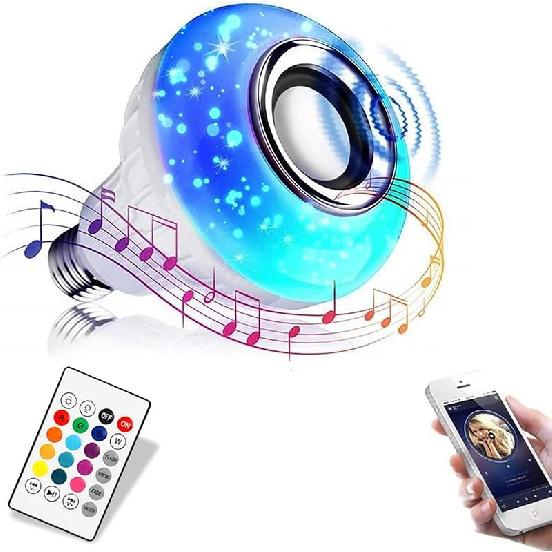 Светодиодная лампочка Bluetooth-динамик с пультом дистанционного управления и приложением, белый + смена цвета - работает с цоколем E26 - идеальная лампа для дома, вечеринки, 1 Count (Pack of 1)