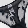 Women's Summer Ultra Thin Mesh Embroidery See Through Hot Breathable Thong Panties