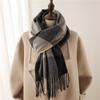 Unisex Korean Plaid Thick Winter Scarf with Tassels - Imitation Cashmere Shawl