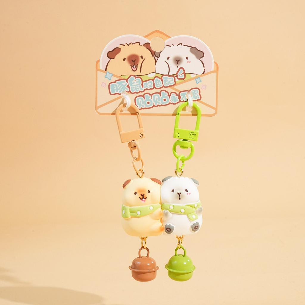 Design Cute Pet Sticker Magnetic Pair Buckle Baimao Keychain Super Cute Resin Doll Couple Accessories Bag Hanging