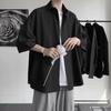 Men's Summer Ice Silk Half Sleeve Shirt - Hong Kong Style, Loose Fit, Casual Streetwear Top