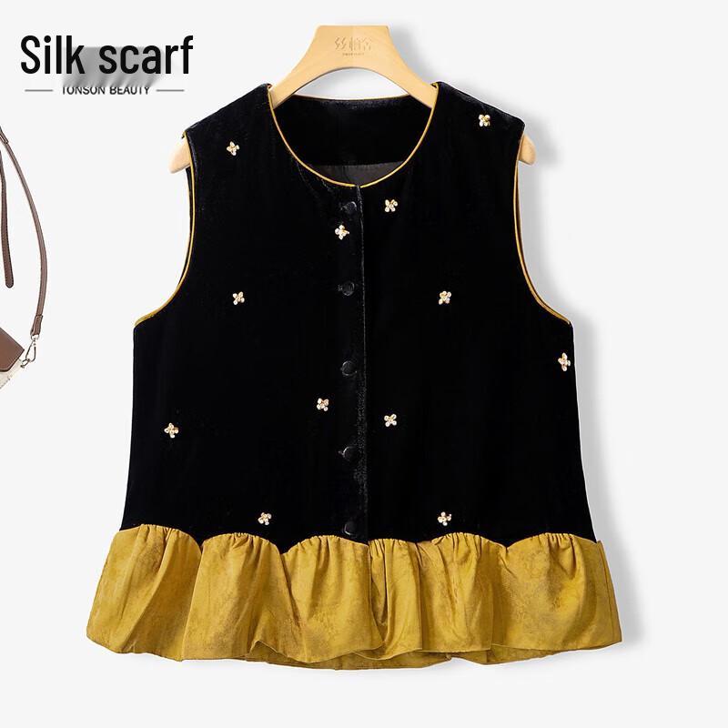 

Женский жилет Siboshe с круглым вырезом и контрастными слоями One Size