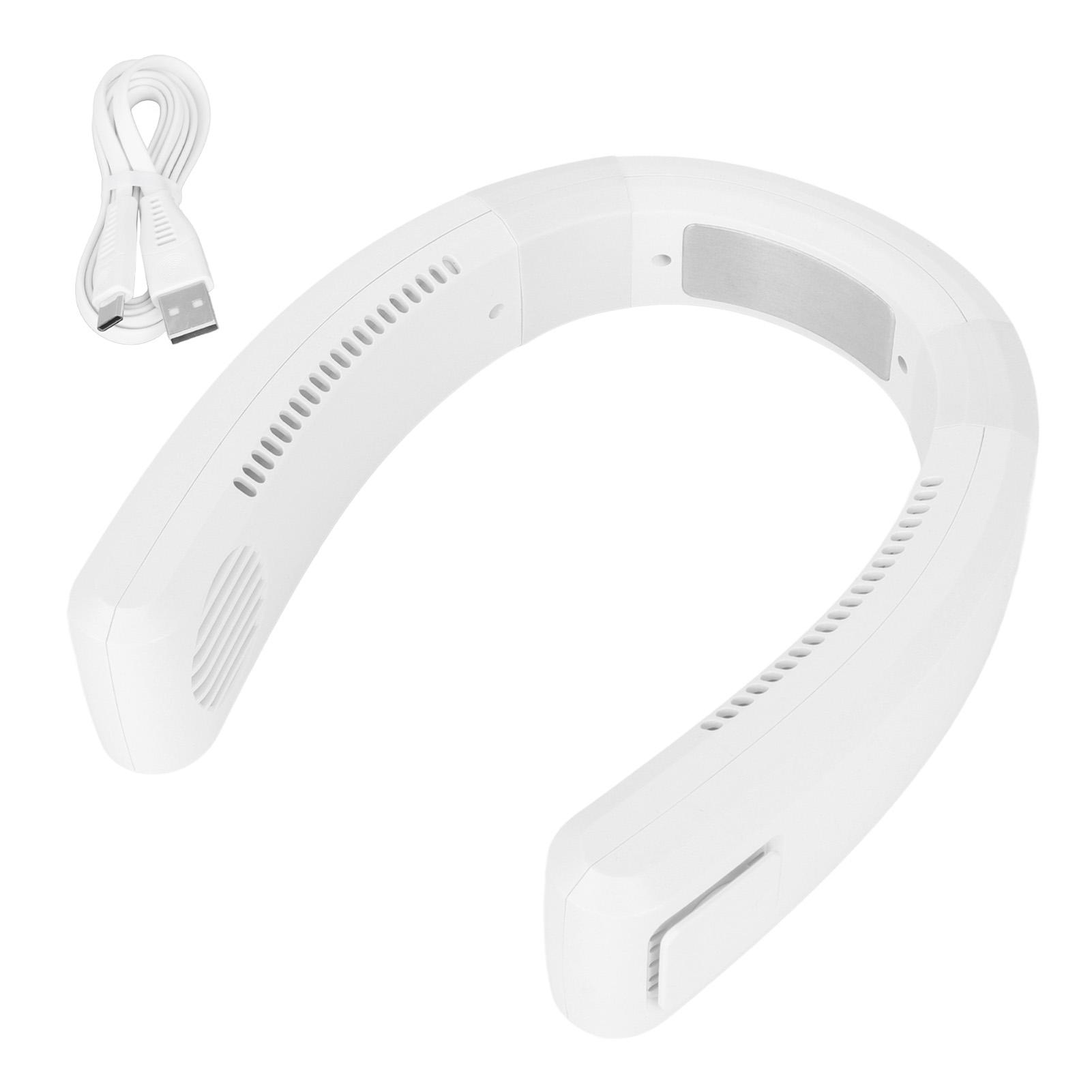 

Шейный вентилятор с зарядкой через USB, 80 отверстий, 4000–5500 об/мин, высокополигональный ветровой носимый вентилятор, портативный вентилятор для белый