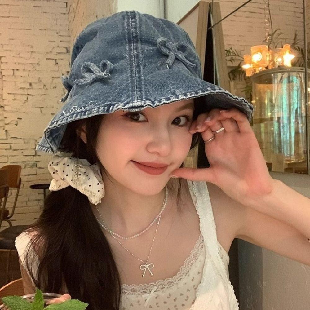 Sweet Bow Fisherman Hat Bowknot Sunscreen Hat Cute Basin Caps for Men  Travel