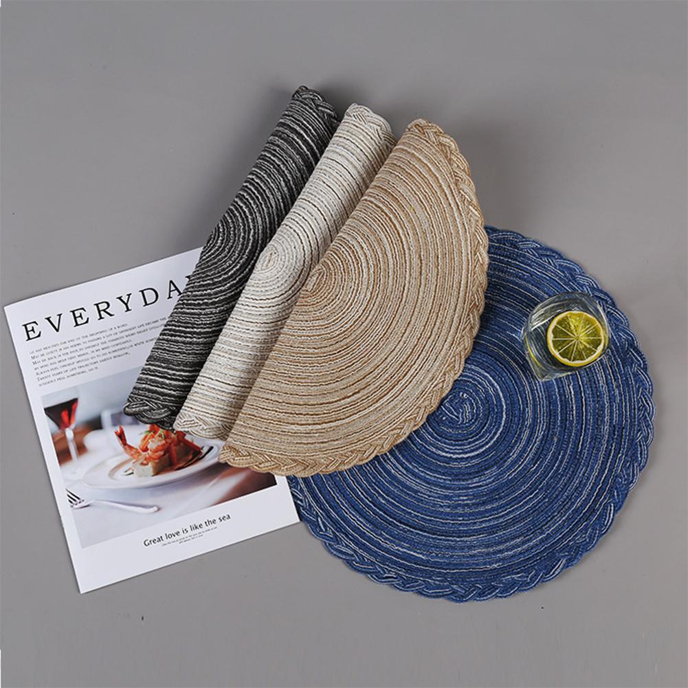 Ramie Cotton Yarn Table Mats Insulated Mats Anti-Scald Tea Coasters Round Dinner Plate Bowl Mats Home Decoration