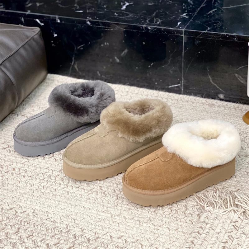 Sangpo Snow Boots Thick-soled New Fur Integrated Flip Mouth Tazt Piled Thickened Warm Wool Cotton Shoes Winter