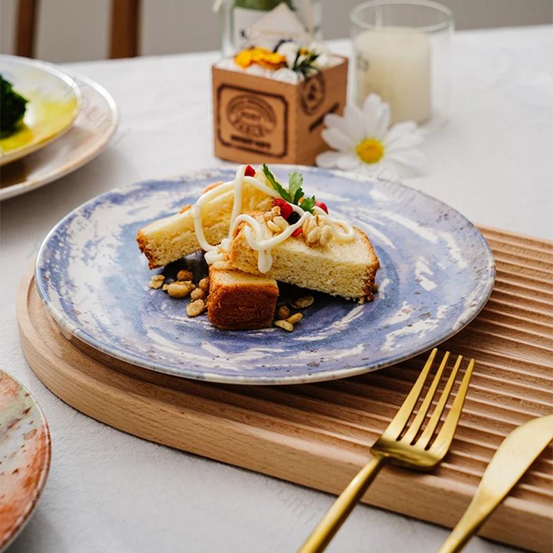 Leichter Luxusstil Farbe Keramikteller Restaurant Desserts Salatteller Köstliche Gerichte Teller Kreatives Haushaltsgeschirr