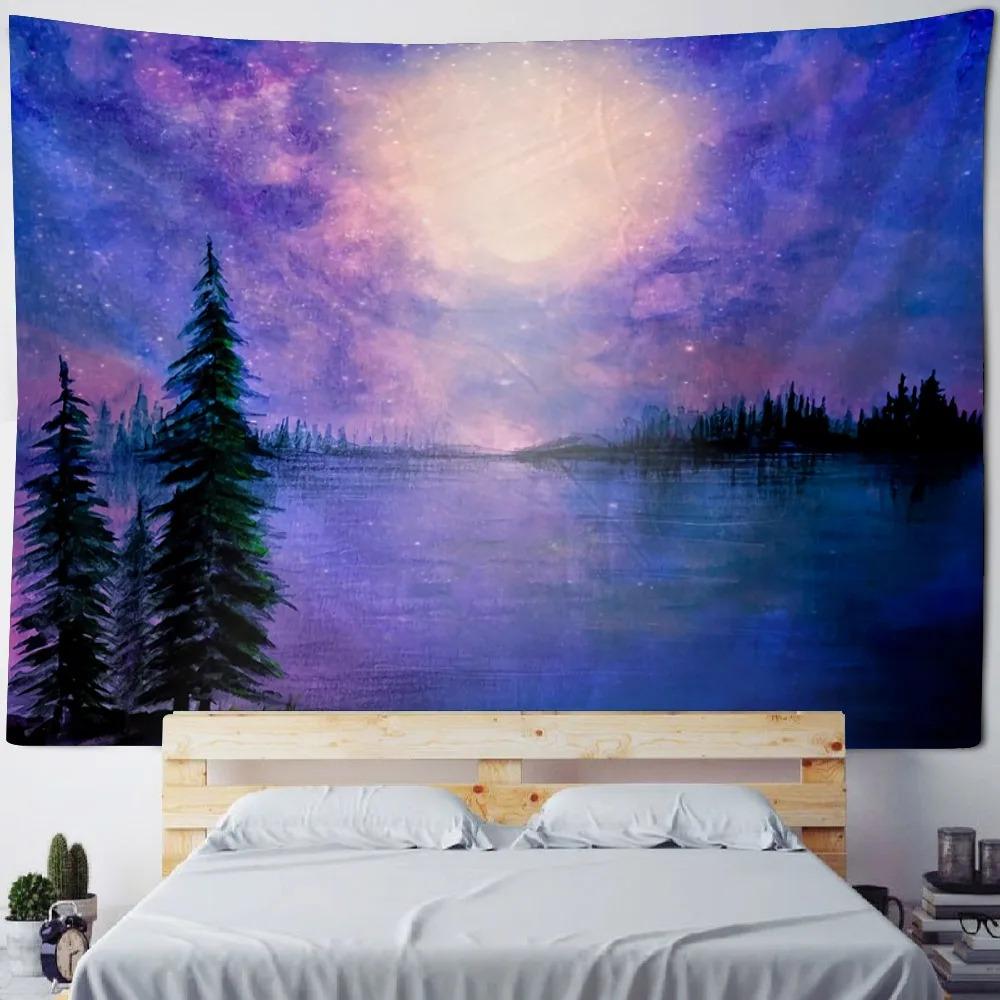 Night Forest Starry Sky Pattern Tapestry Bedroom Living Room Tapestry Home Wall Decoration Tapestry