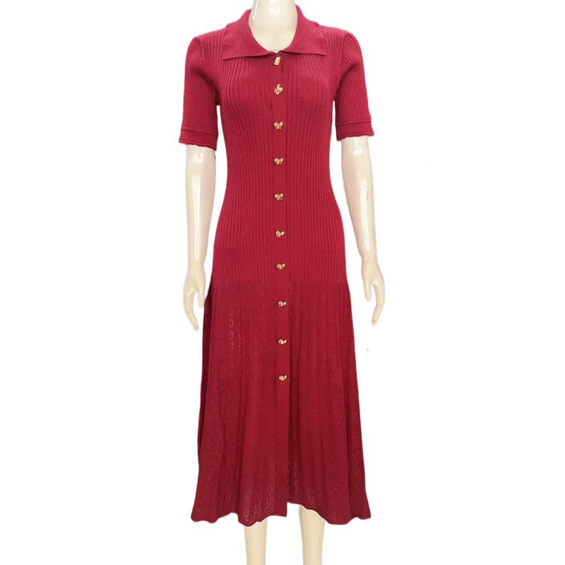 

Элегантное платье-свитер из джинсовой ткани с короткими рукавами во французском стиле Small