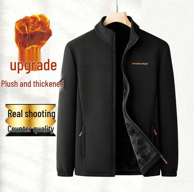 Men's Extra Thick Polar Fleece Jacket – Stand Collar Casual Winter Coat