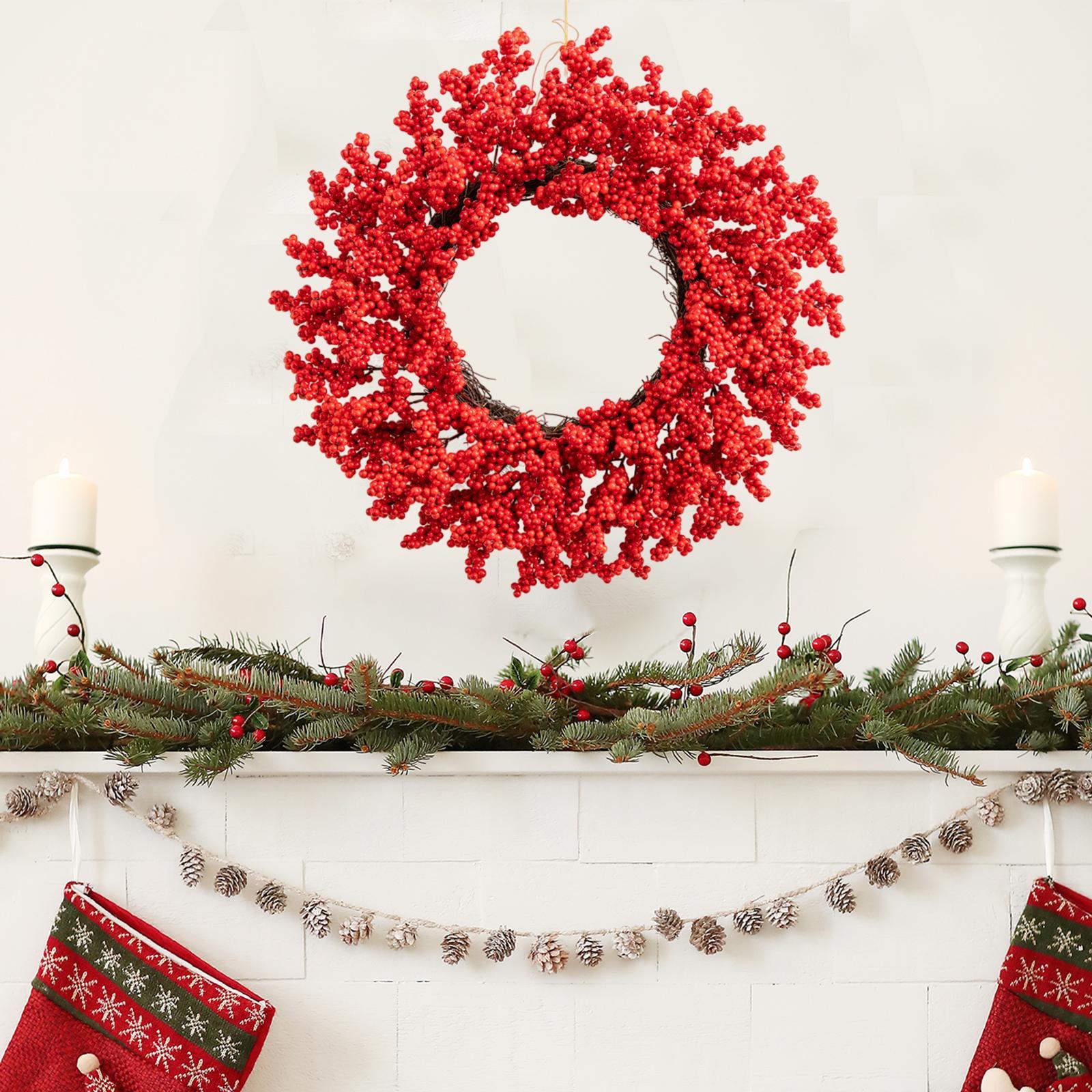 

Red Berry Wreath Rustic Artificial Christmas Wreath Xmas Decoration Xmas Wreath for Holiday Office Garden Valentine s Day Hotel красный
