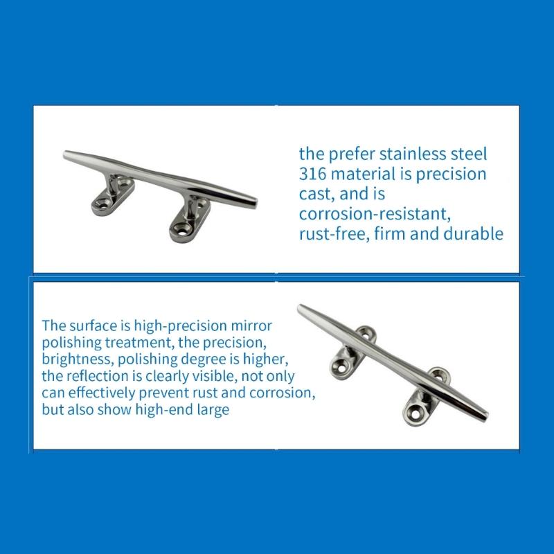 Boat Cleat Open Base 4/5/6//8/10/12 Inch, Dock Cleat 316 Stainless Steel Marine Grade Boats Hollow Base Cleats