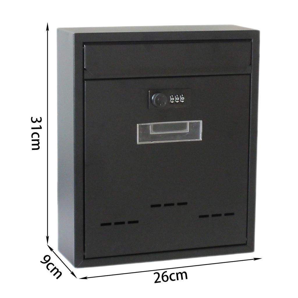 Large Wall Mount Mailbox Lockable Letterbox Large Capacity Iron Drop Box Postbox Letterbox for Office Front Door Townhouse Gate